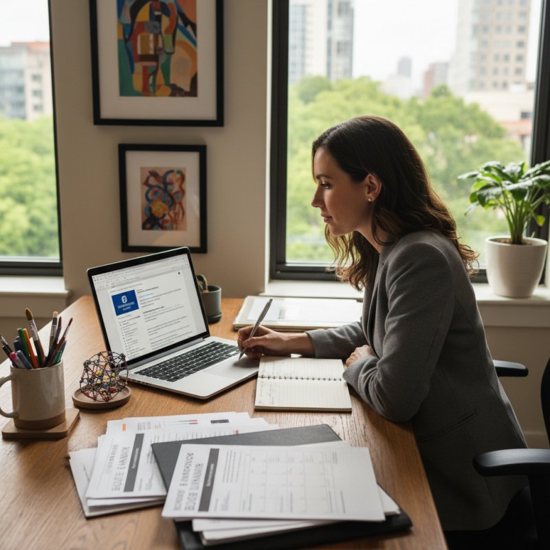 Art-thérapeute comparant ses contrats d'assurance TNS en ligne.