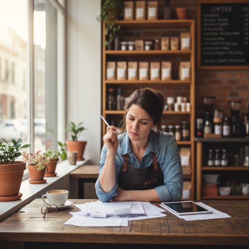 Gérant de coffee shop comparant ses contrats d'assurance TNS.