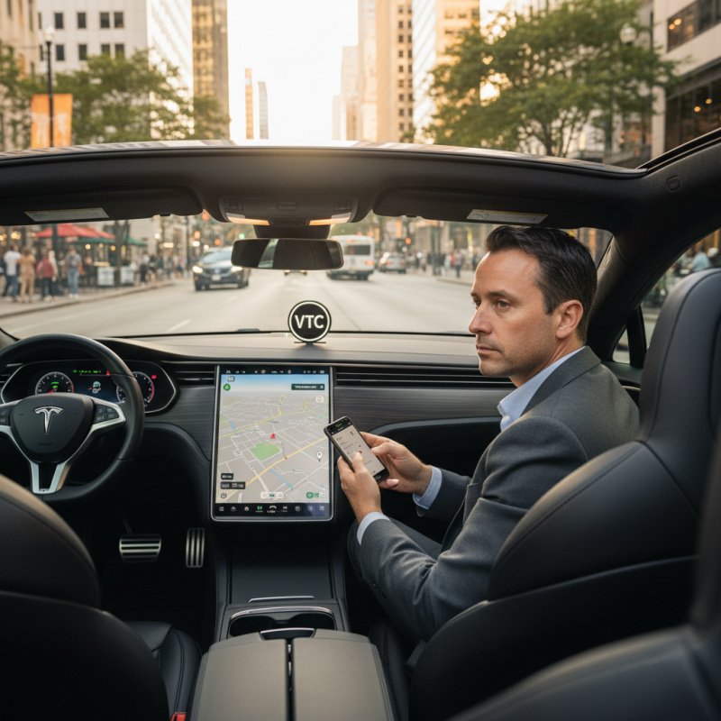 Chauffeur VTC professionnel au volant de son véhicule