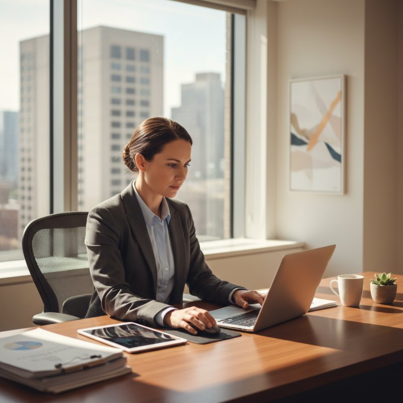 Un conseiller en gestion de patrimoine indépendant préparant une stratégie d'investissement.