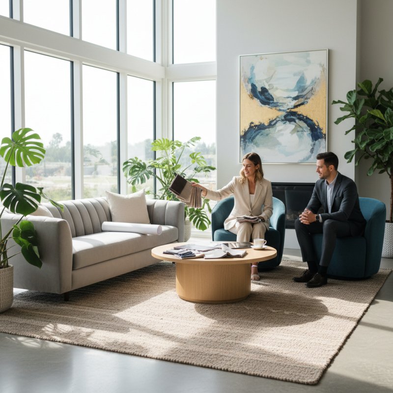 Décorateur d'intérieur analysant les options de mutuelle TNS