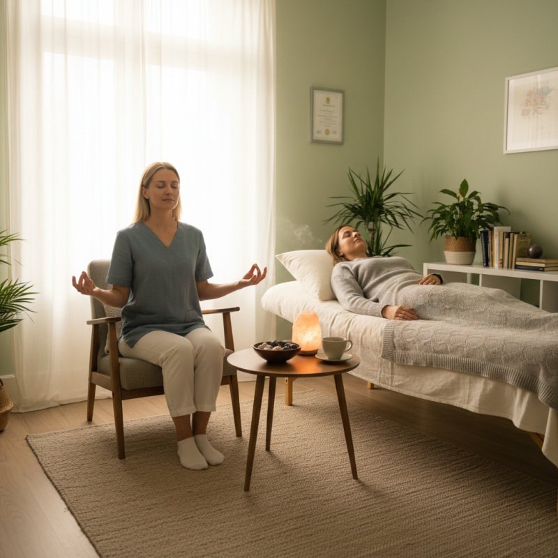 Énergéticien en consultation dans son cabinet, illustrant le besoin d'une assurance professionnelle.