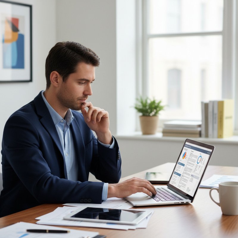 Énergéticien comparant ses devis d'assurance TNS en ligne.