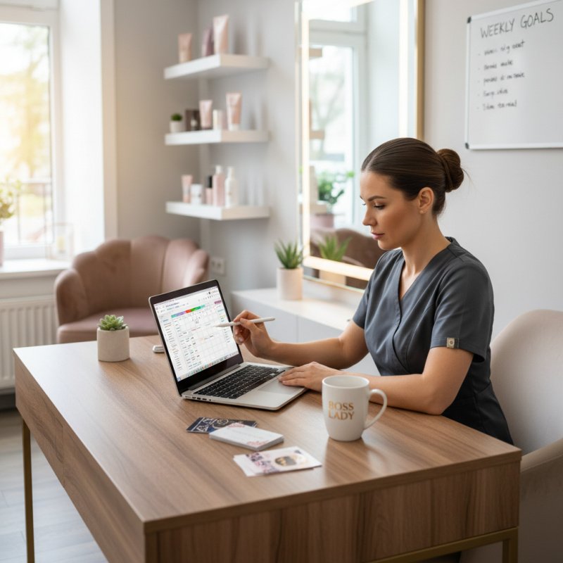 Esthéticienne indépendante gérant son entreprise et sa protection sociale.