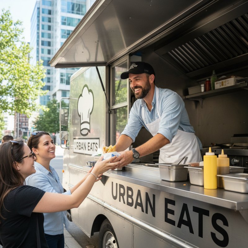 Gérant de food truck choisissant sa mutuelle TNS