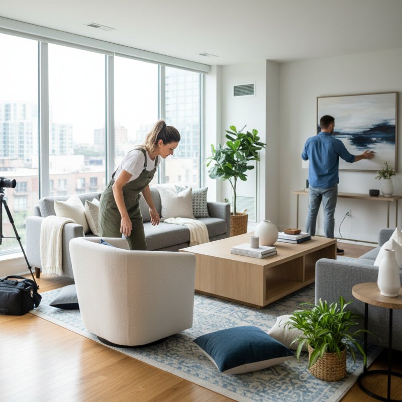 Home stager professionnel choisissant une mutuelle TNS adaptée à son activité.