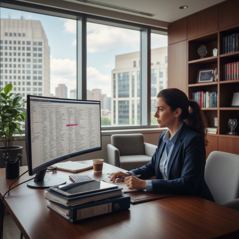Assurance TNS pour juriste indépendant dans son bureau.