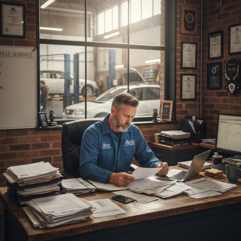 Garagiste indépendant planifiant sa retraite TNS et sa RC Pro Garage.