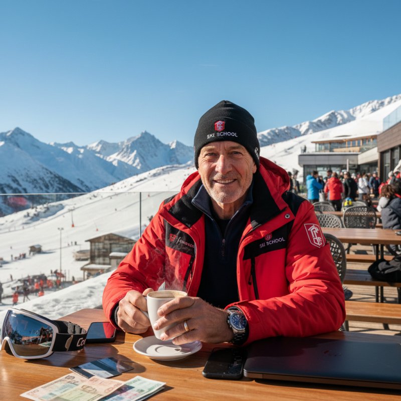 Moniteur de ski senior profitant d'une retraite bien préparée grâce à un PER TNS