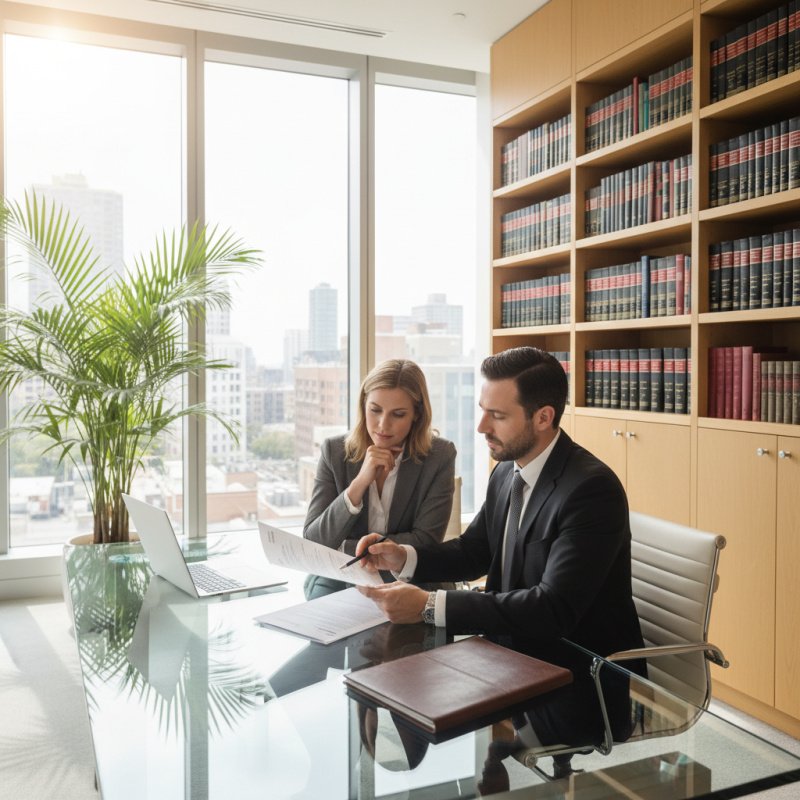 Notaire en consultation client examinant les options de protection sociale TNS.