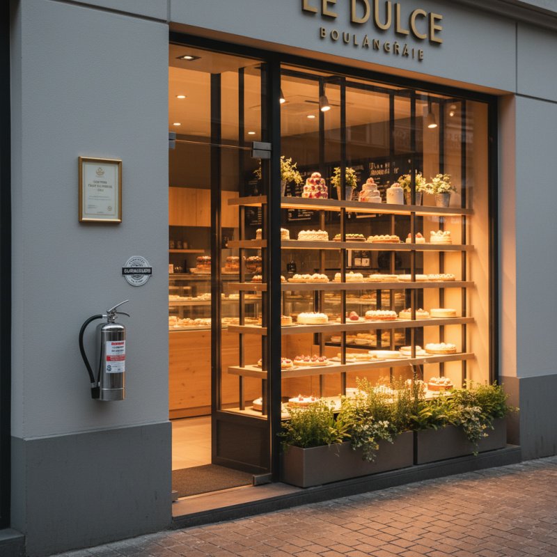 Devanture d'une pâtisserie, soulignant l'importance de l'assurance multirisque professionnelle.