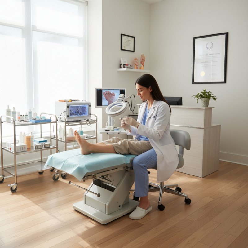 Mutuelle santé TNS pour podologue dans un cabinet moderne.