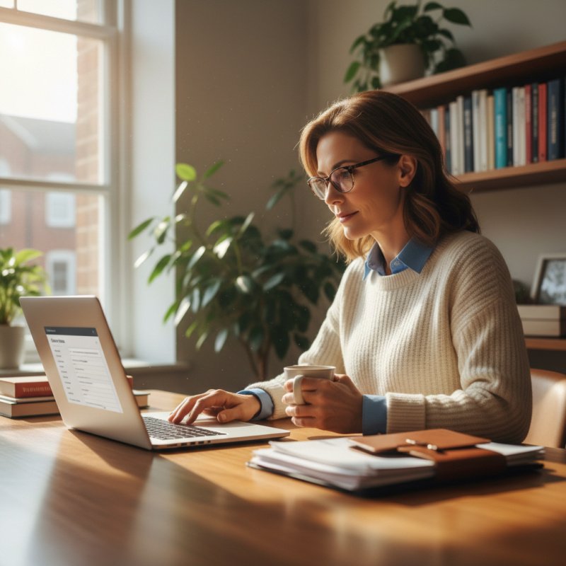 Psychothérapeute organisant ses dossiers de patients