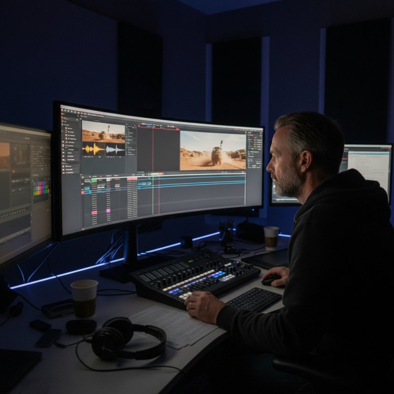 Réalisateur indépendant en post-production, soulignant l'importance de la prévoyance TNS pour couvrir les périodes de travail intense.