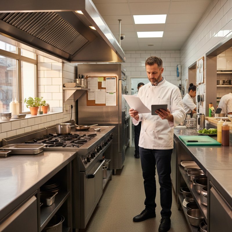 Restaurateur indépendant étudiant ses contrats d'assurance TNS.