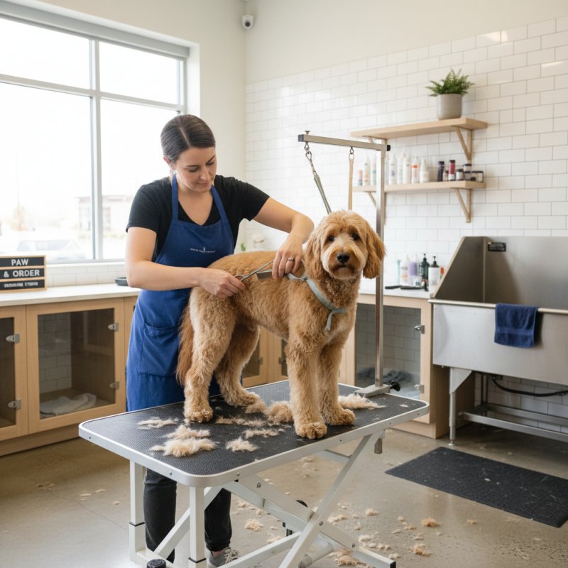 Toiletteur professionnel assurant sa protection santé TNS