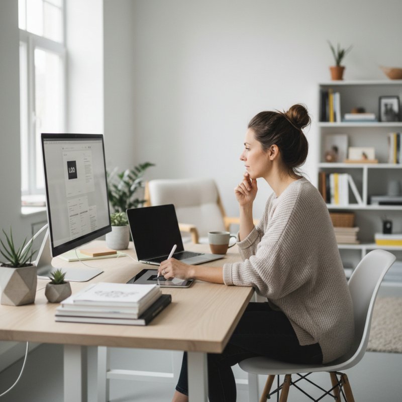 Un travailleur indépendant choisissant sa mutuelle TNS sur son ordinateur portable.